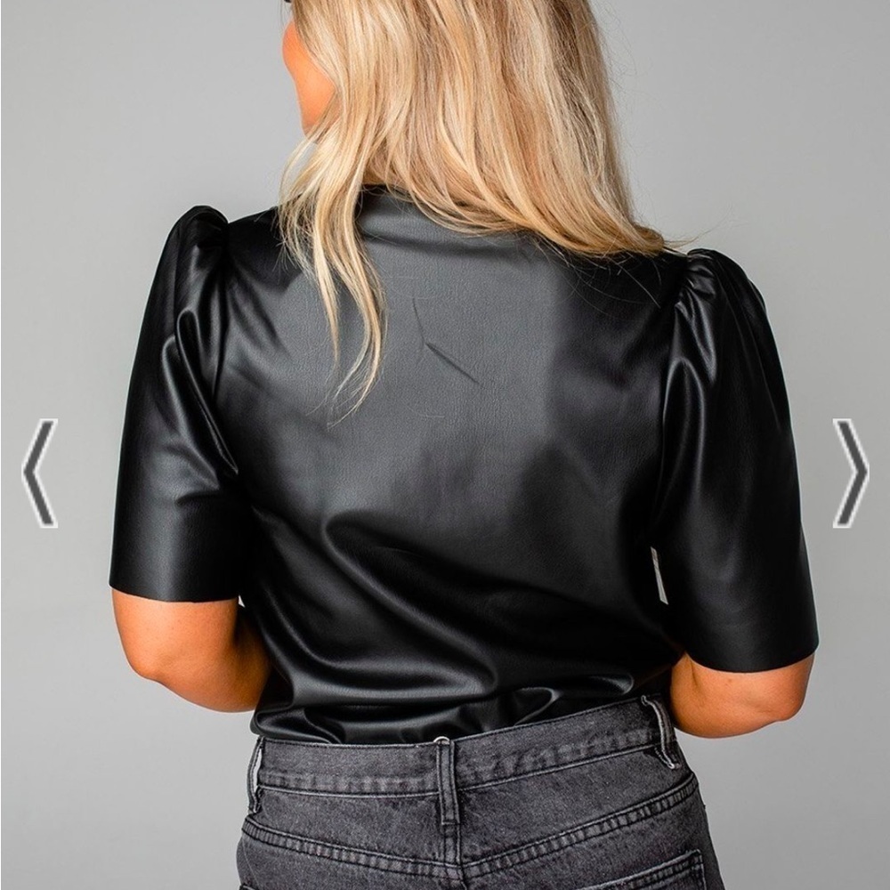 Buddy Love Ava Black Surplice Vegan Leather Bodysuit NWT - Picture 8 of 8